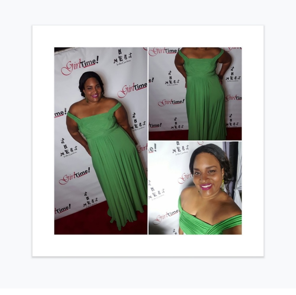 Long green Dress, short sleeve, dressy fashion